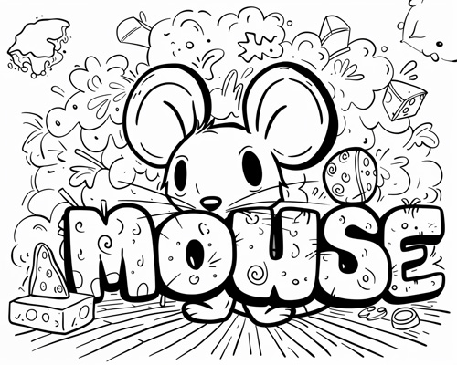 graffiti coloring page of a mouse