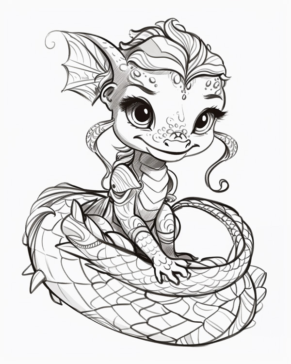 coloring page of a naga