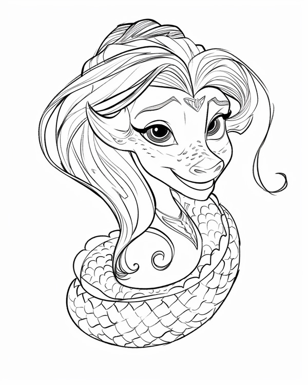 coloring page of a naga