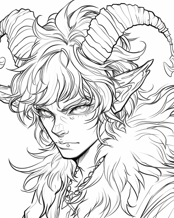 Pan, Greek god of the wild, coloring page