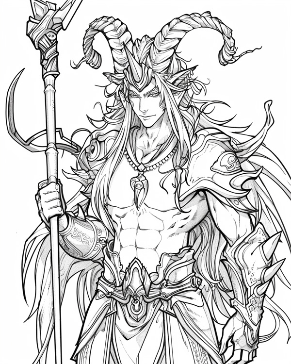 Pan, Greek god of the wild, coloring page