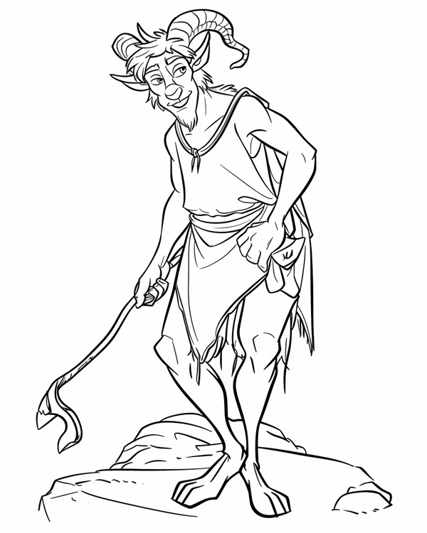 Pan, Greek god of the wild, coloring page