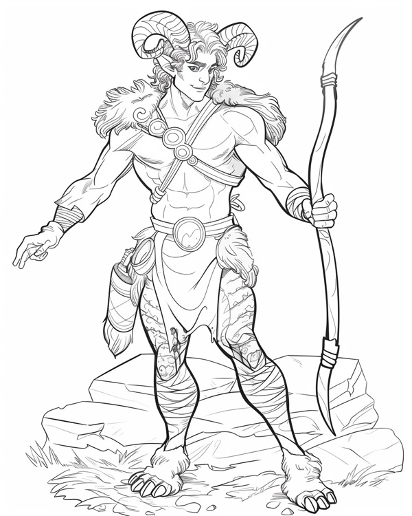 Pan, Greek god of the wild, coloring page