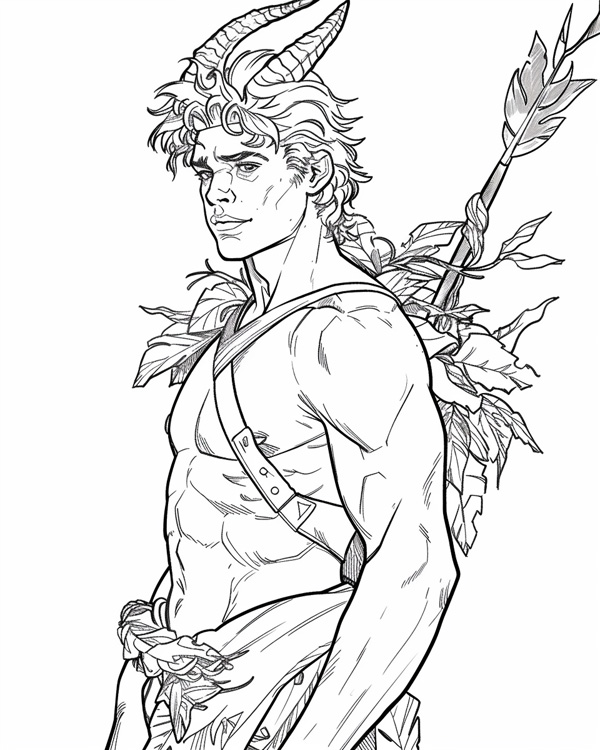 Pan, Greek god of the wild, coloring page