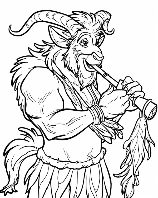 Pan, Greek god of the wild, coloring page