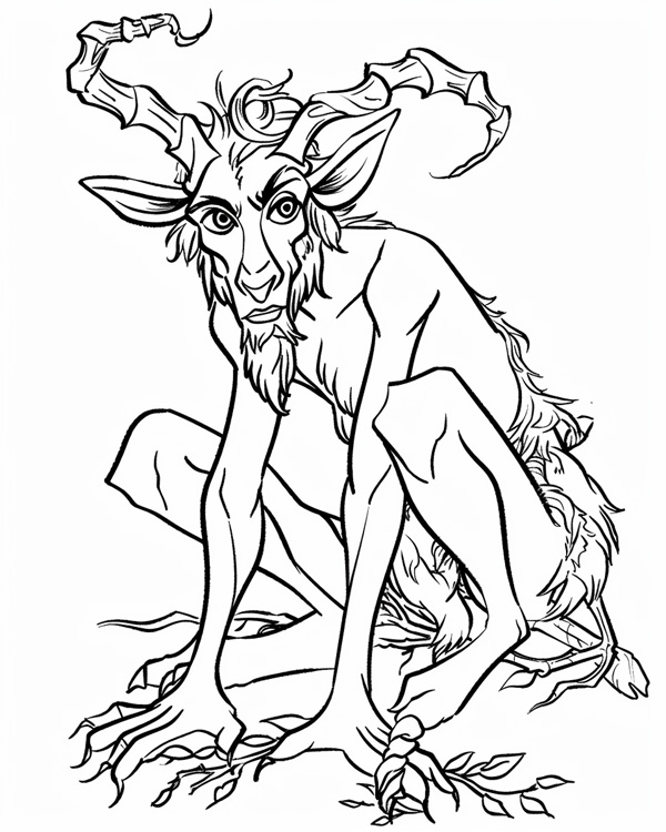 Pan, Greek god of the wild, coloring page