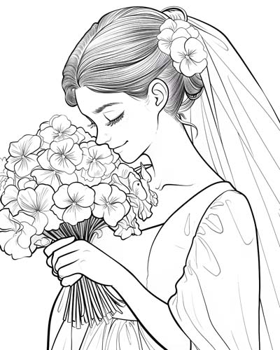 pansy bride coloring page