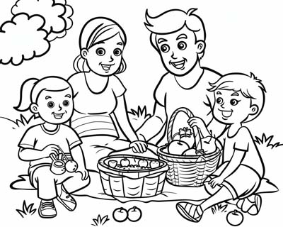 Picnic coloring page