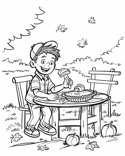 coloring page of a pie eating contest