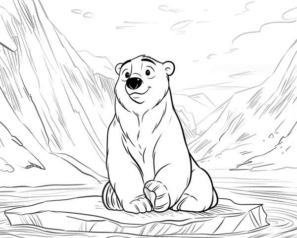 world animal day coloring page of a polar bear