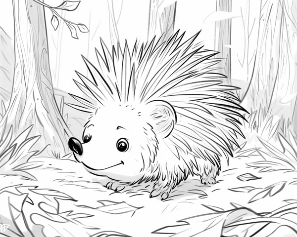 world animal day coloring page of a porcupine