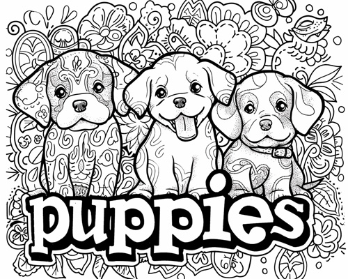 graffiti coloring page of a puppies