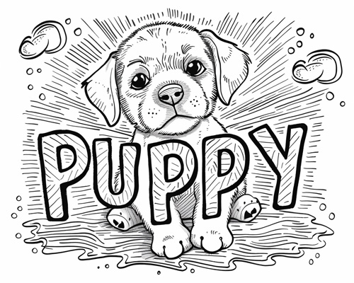 graffiti coloring page of a puppy