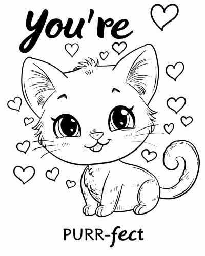 You're PURR-fect Word Art coloring page