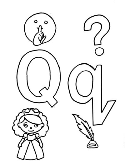 What begins with Q q coloring page