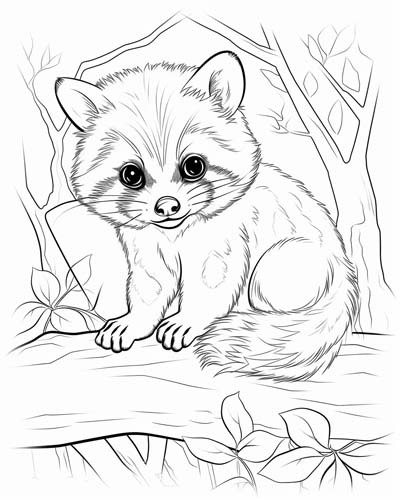 baby raccoon coloring page