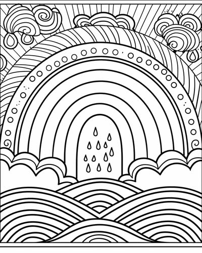 coloring page of a rainbow