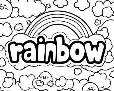 coloring page of rainbow word art