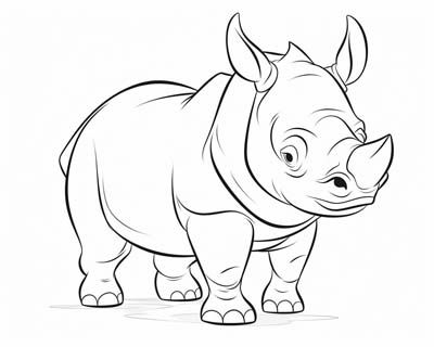 rhino side view coloring page