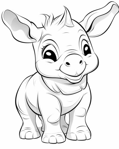 baby rhino coloring page