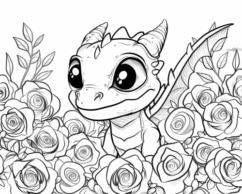 rose dragon coloring page