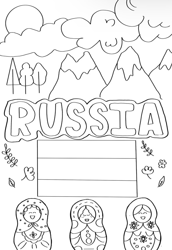 russia doodle art coloring page