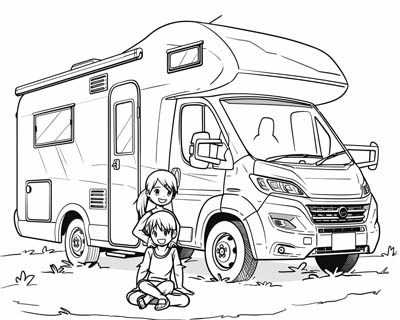 RV camper coloring page