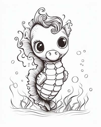 baby seahorse coloring page