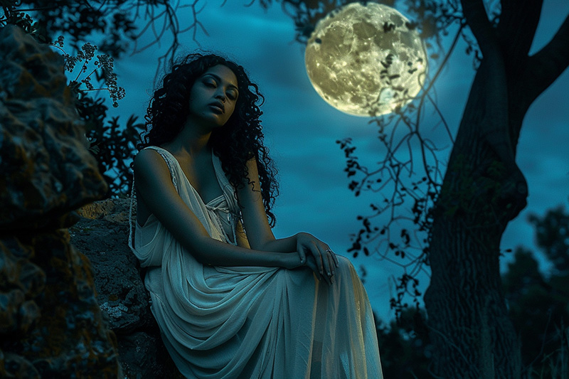 Selene and a full moon