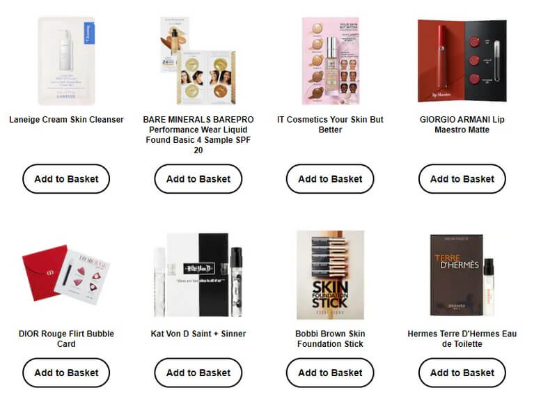 Sephora free beauty samples