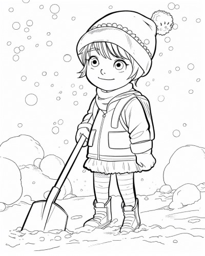 shovelling snow  coloring page