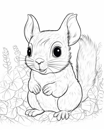 baby squirrel coloring page