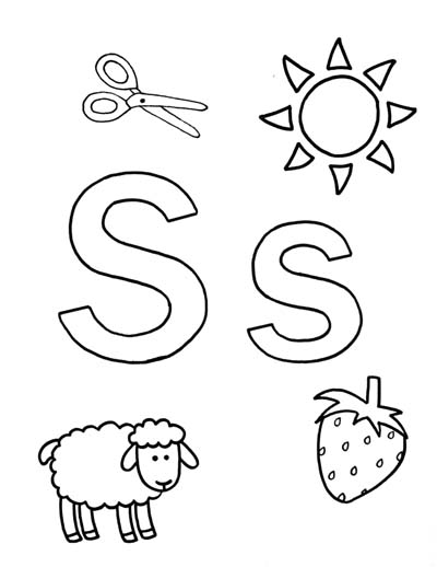 What begins with s coloring page