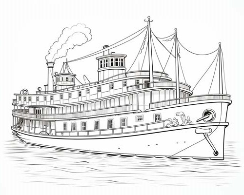 Victorian steamship coloring page