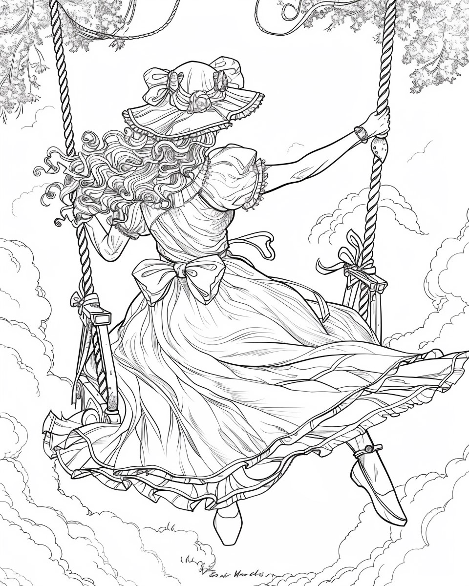 The Swing by Jean-Honoré Fragonard coloring page