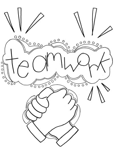 teamwork word art coloring page