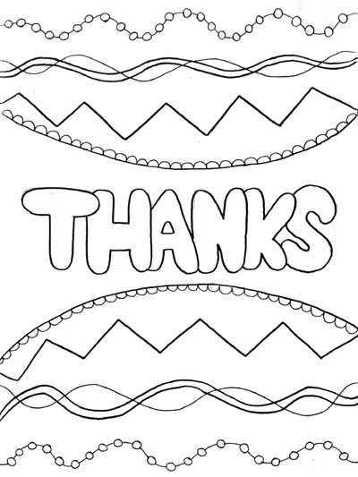 thanks word art coloring page