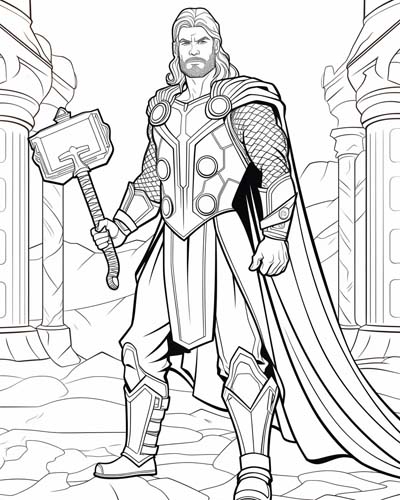 the Norse god Thor coloring page