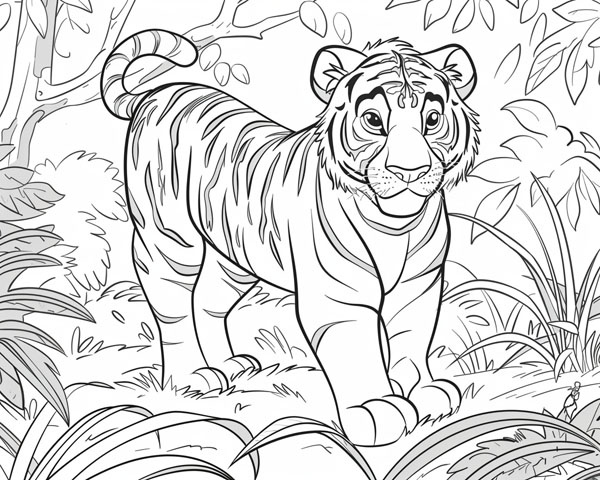 world animal day coloring page of a tiger