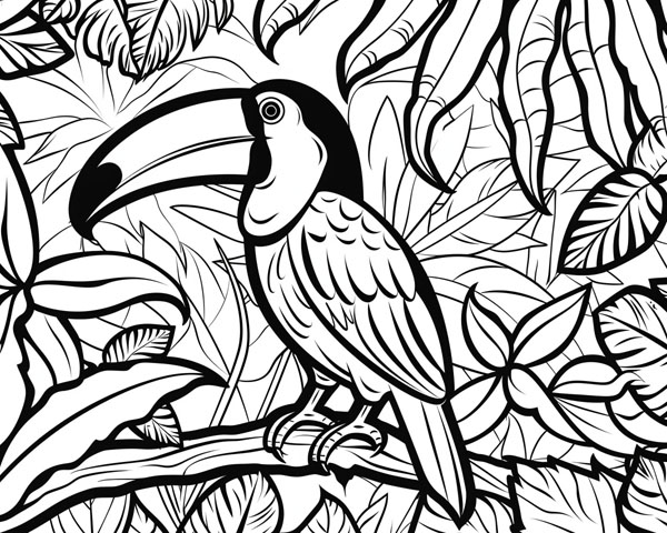 world animal day coloring page of a toucan