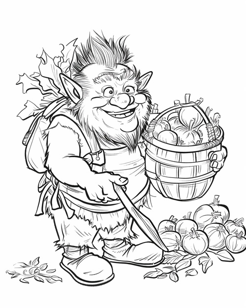 troll harvest coloring page