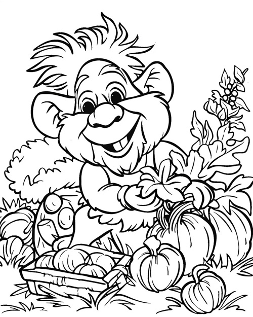 troll harvest coloring page