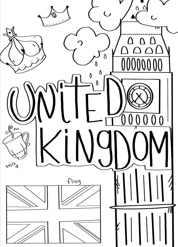 uk doodle art coloring page