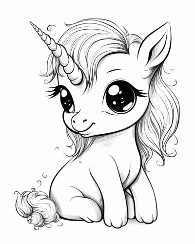 baby unicorn coloring page