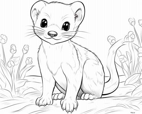 baby weasel coloring page