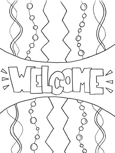 welcome word art coloring page