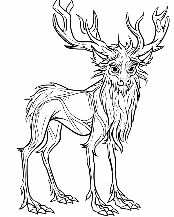 coloring page of a wendigo