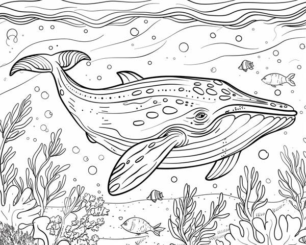 world animal day coloring page of a whale