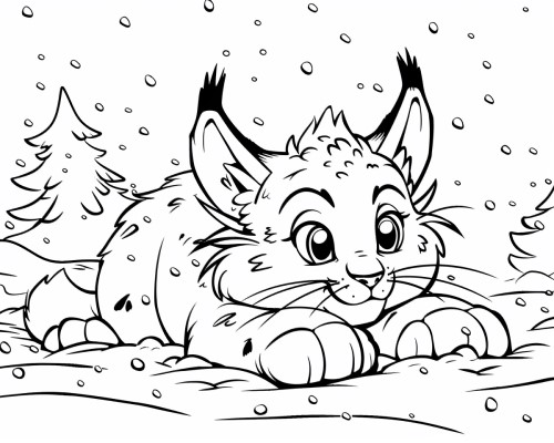 winter lynx coloring page