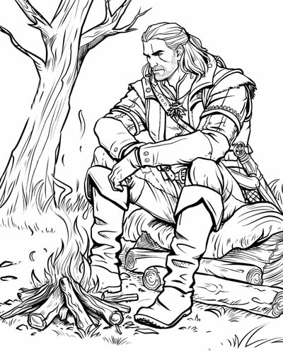 Geralt from The Witcher coloring page